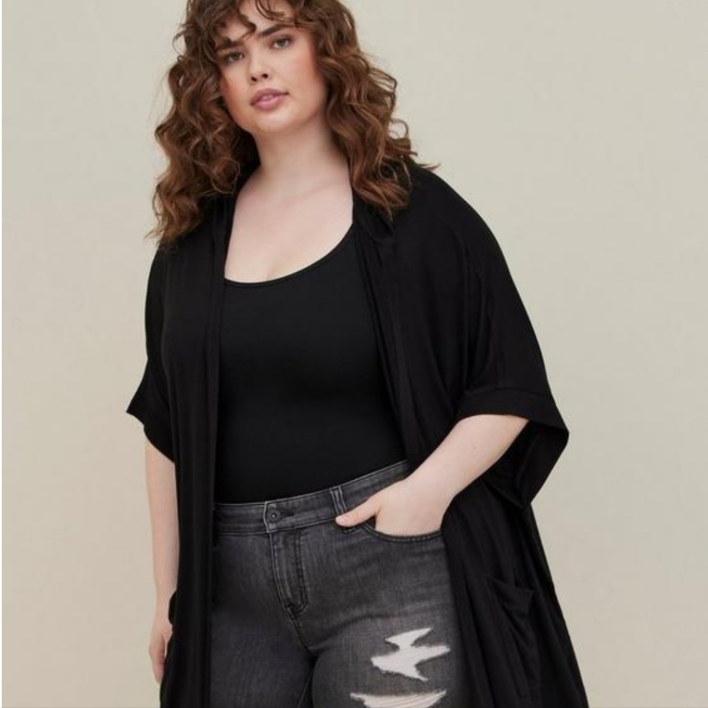 Torrid Lovesick Hooded Duster Cape Open Front Jacket NWT *Final Markdown*